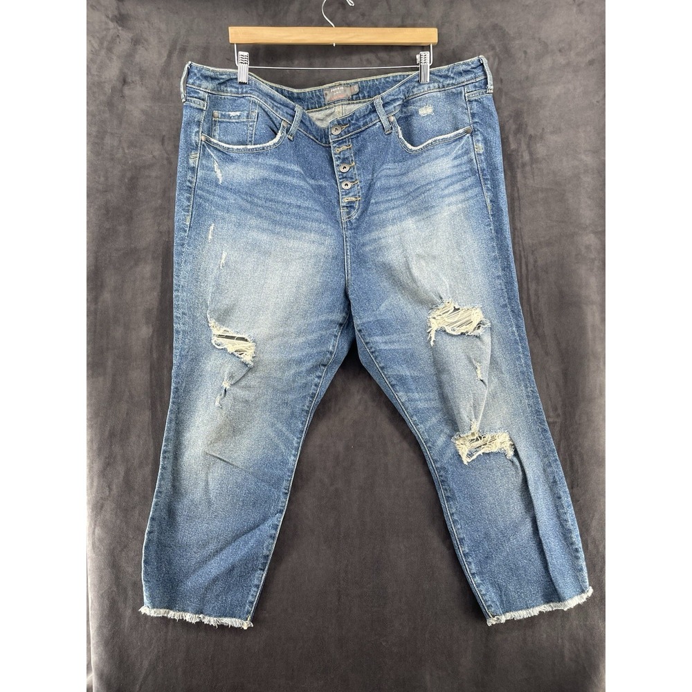 Torrid High-Rise Straight Stretch Jeans Women's Size‎ 22S Distressed Crop